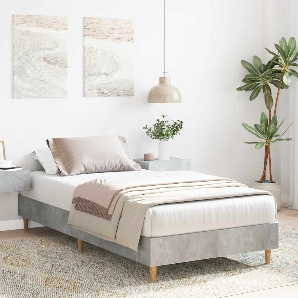 Bed Frame No Mattress Concrete Grey 100x200 cm Engineered Wood